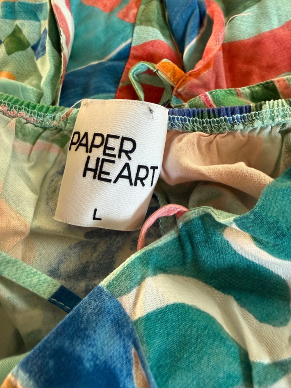 Paper Heart Anthropologie Multicolor Tropical Maxi Dress with Spaghetti Straps L - Picture 5 of 8
